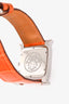 Hermès 2009 Orange Alligator Leather Diamond Set Heure H Watch Medium Model 30mm