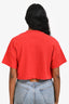 Ami Red Cotton Coeur Sacré Cropped T-shirt Size XS
