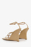 Bottega Veneta Beige Leather Stretch Strap Leather Wedge Sandals Size 40