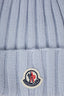 Moncler Blue Cashmere Blend Beanie With Pom Pom