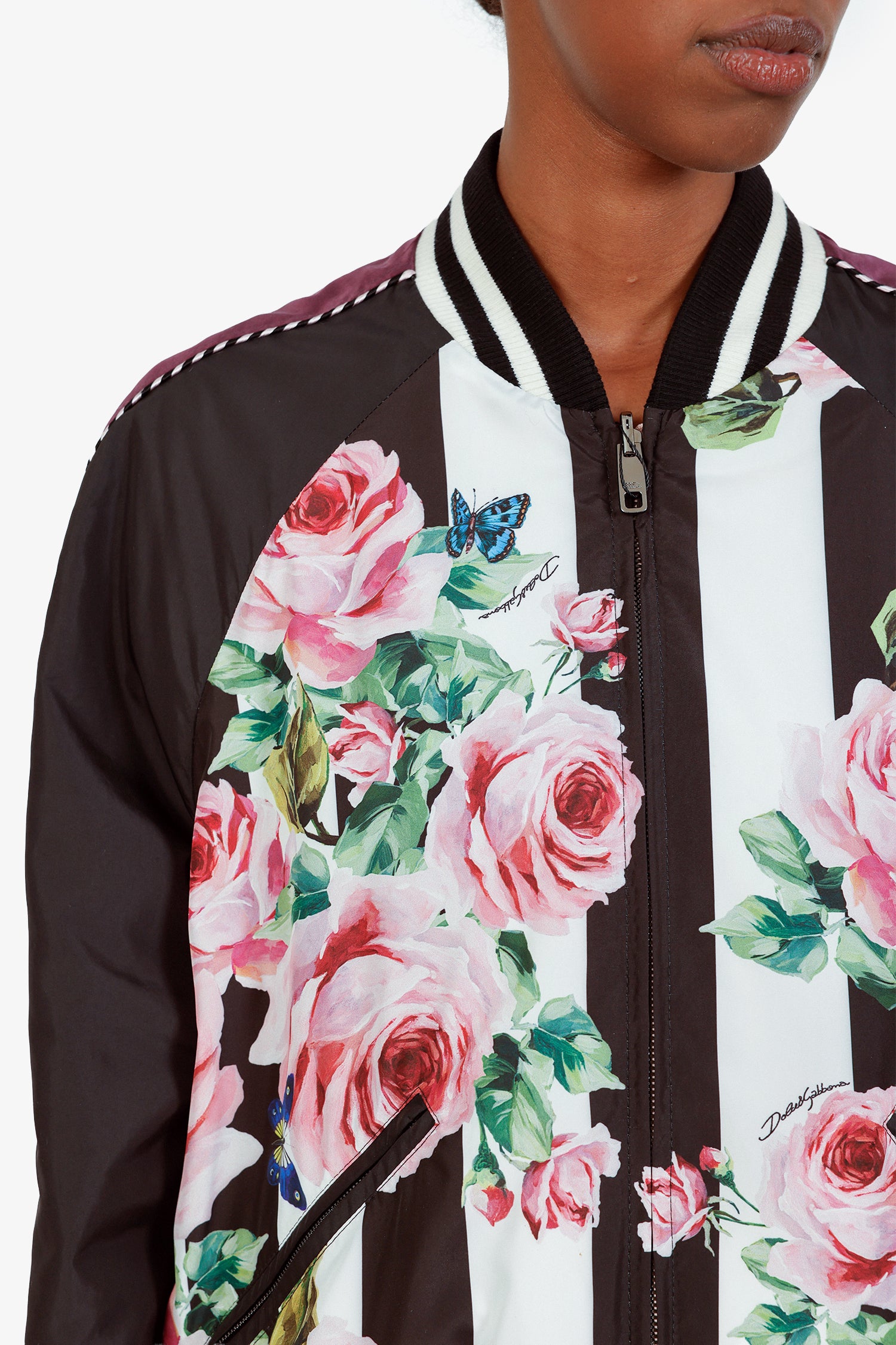Dolce & Gabbana Black Floral Silk Reversible Jacket Size 42 – Mine