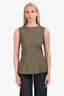 Fendi Olive Green Tailored Flare Hem Sleeveless Top Estimated Size M