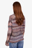 Acne Studios Pink/Grey Striped Mohair Alpaca Open Knit Sweater Size S
