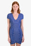 Herve Leger Blue/Pink Cap Sleeve Mini Bandage Dress Size XS