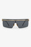 Miu Miu Gold Metal Rectangle Shield Sunglasses