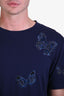 Valentino Navy Blue Cotton Butterfly Embroidered Short Sleeve T Shirt Size M Mens