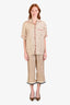 Gucci Cream Silk 'Maison de L'Amour' Logo Graphic Motif Pant Set Size 38