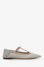 Valentino Vale Grey Smooth Leather Foldback Rockstud Flats Size 35