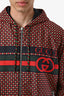 Gucci Red Geometric Houndstooth Canvas Jacket Size 48 Mens
