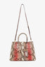 Sac cabas double Prada en python marron/rose avec bandoulière