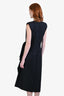 Dries Van Noten Navy Wool Pinstriped Ruffled Midi Dress Size 40