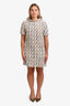 Pre-loved Chanel™ 2018 Cream Multicolour Cotton Silk Blend Tweed Short Sleeve Zip Up Hooded Midi Dress Size 40
