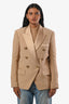 Balmain Beige Padded Shoulder Gold Buttons Blazer Size 34