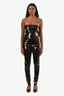 Combinaison bustier Saint Laurent 2022 à sequins marron foncé, jambe fuselée, taille M