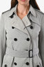 Burberry Grey Double Breasted Mid Length Trench Coat Size 10