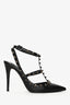 Valentino Black Leather Gunmetal Rock Studs 'Cage 100' Size 40