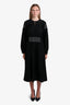 Sofie D'Hoore Black/White Cotton Embroidered Long Sleeve Midi Dress Size 34