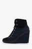 Louis Vuitton Black Canvas Monogram Wedge Ankle Boots Size 39.5