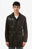 Burberry Brown Leather Canvas Utility Field Jacket Size Medium Mens
