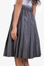 Miu Miu 2025 Grey Technical Silk Pleated Midi Skirt Size 36