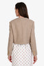 Celine Beige Wool Double Breasted Cropped Tweed Jacket Size 34