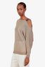 Brunello Cucinelli Taupe Linen Monili Bead Shoulder Sweater Size XS