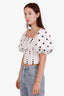 Self-Portrait White Polka Dot Puff Sleeve Top Size 8