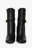 Versace Black Leather Gold-Tone Medusa Safety Pin High Block Heel Boots Size 37.5