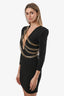 Alfabeta Black Chain Embellished Bodycon Long Sleeve Mini Dress Size S