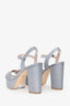 Stuart Weitzman Silver Glitter Platform Block Heels Size 7.5