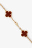 Van Cleef & Arpels 18K Yellow Gold Carnelian Vintage Alhambra 20 Motifs Necklace