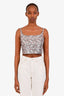 Prada Pink/Green Metallic Floral Crop Top Size 40