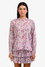 Isabel Marant Etoile Purple Floral Cotton Sheer Blouse Size 38