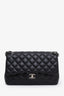 Pre-loved Chanel™ 2012 Black Quilted Lambskin Jumbo Double Flap Refurbished Bag