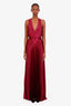 Zac Posen Burgundy Pleated V-Neck Gown Size 8