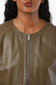 Lafayette 148 Taupe Lambskin Leather Zip-Up Jacket Size Medium
