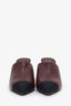 Pre-loved Chanel™ 2020 Burgundy Leather Cap-Toe Interlocking CC Logo Mules Size 37C