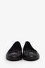 Pre-loved Chanel™ Black Leather CC Cap Toe Bow Flats Size 36.5