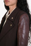 Givenchy Brown Wool Leather Sleeve Jacket Size 40