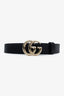 Gucci Black Leather GG Thin Belt Size 75/30