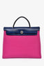 Hermès 2020 Magenta Canvas/Navy Leather Herbag 31
