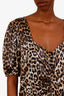 Ganni Leopard Ruched Short Sleeve Maxi Dress Size 42