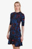 M Missoni Blue/Multi Knit Short Sleeve Flare Dress Size S