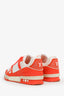 Louis Vuitton Orange/White Calfskin Monogram Trainer Sneaker Size 8 Men's