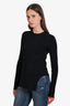 Victoria Beckham Black Ribbed Cut-Out Hem Knit Long Sleeve Top Size 2