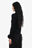 Valentino Black Ribbed Pleated Cuff Long Sleeve Top Size XS