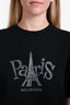 Balenciaga 2019 Black Eiffel Tower Logo Embroidered Short Sleeve T-Shirt Size M