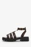 Celine Brown Leather Clea Triomphe Gladiator Flat Sandals Size 39