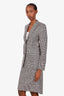 Escada Black/White Houndstooth Virgin Wool Blazer + Midi Skirt Set Size 36