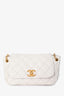Pre-loved Chanel™ 2010-2011 White Leather Retro Chain Accordion Flap Bag